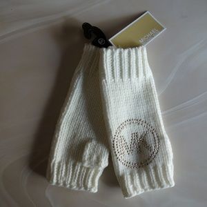 Michael Kors Cream Knit Fingerless Gloves NWT